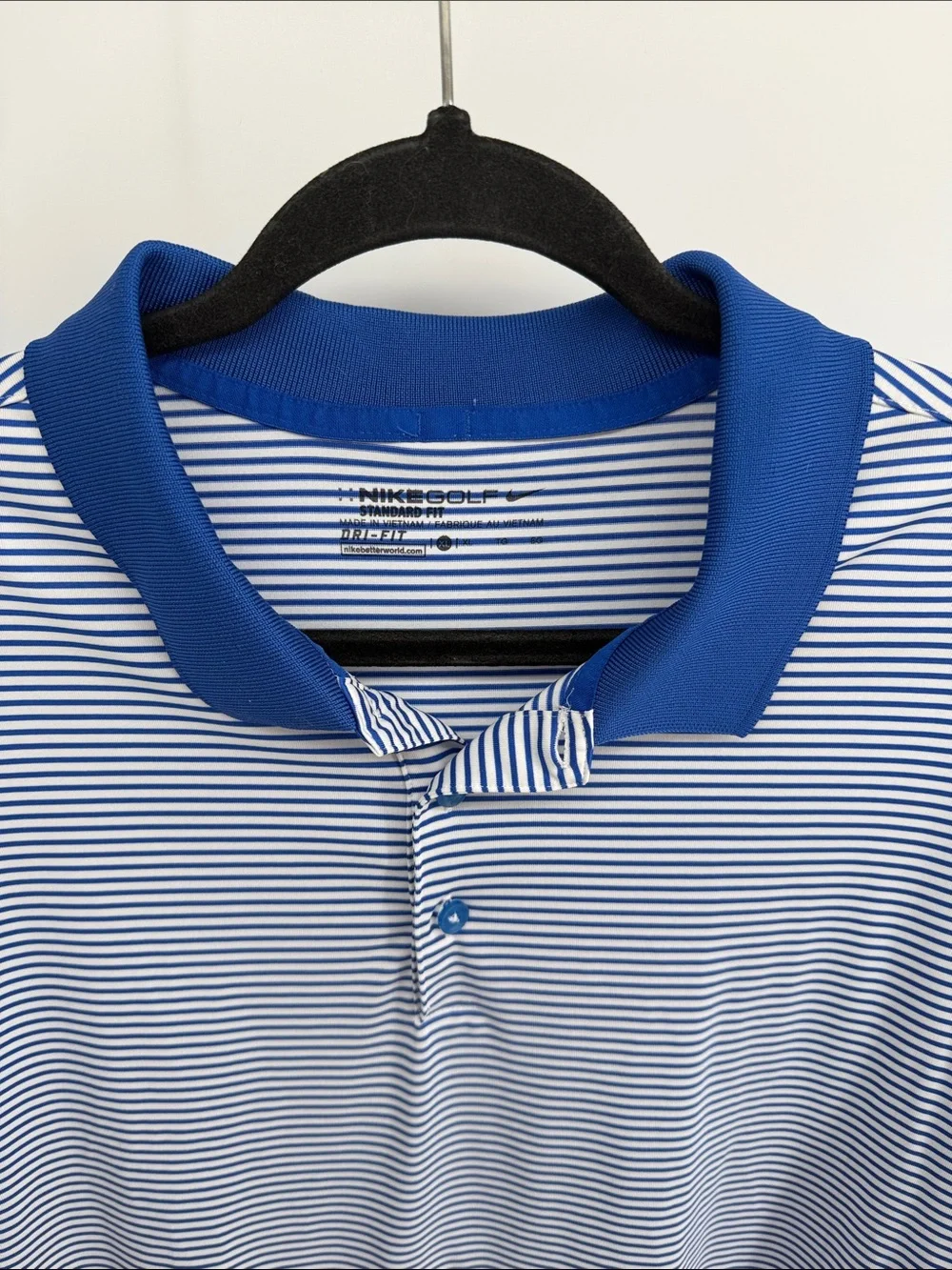 Nike Dri-fit Golf striped performance outdoor athletic athleisure polo shirt XL